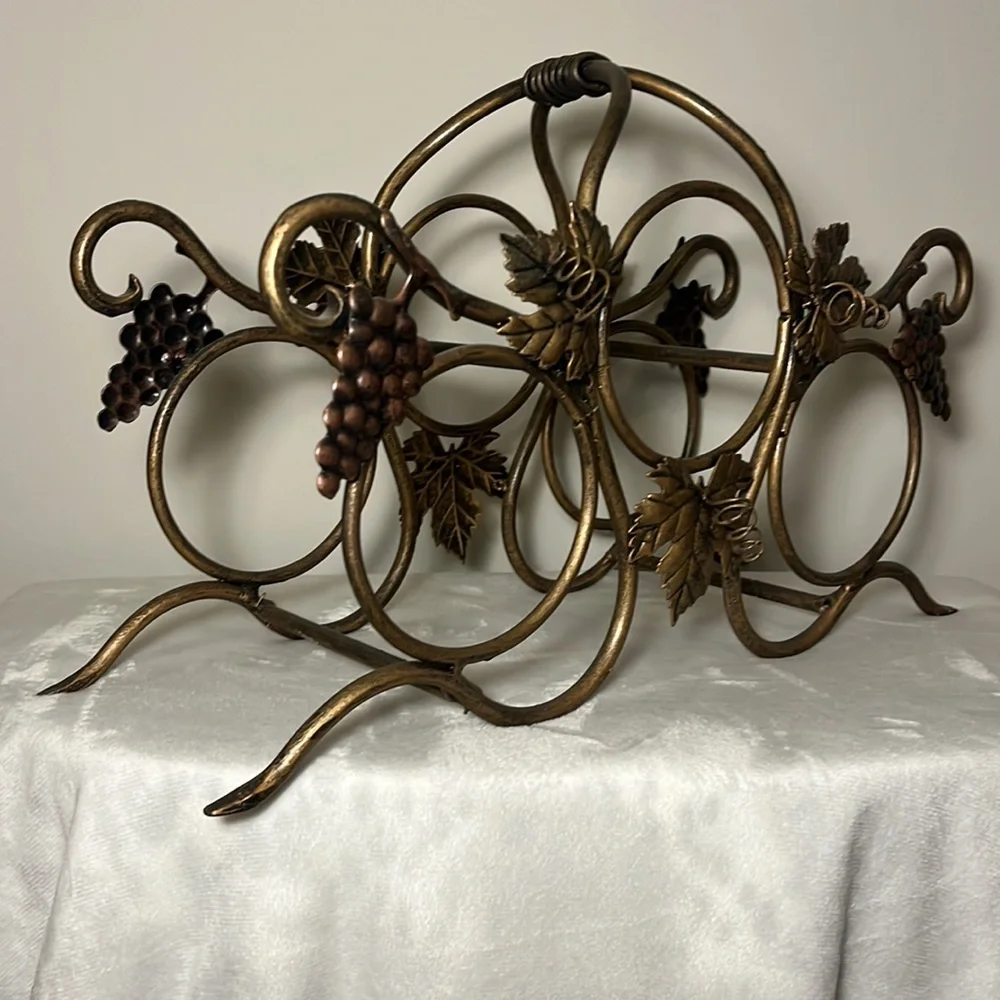 Wine Rack Gold Forged Iron from Atlanta Merchandise Mart Heavy Approx lbs NEW